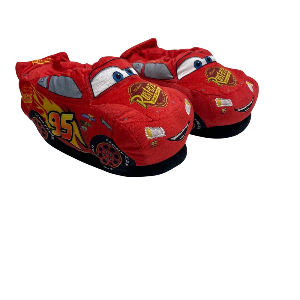 Disney Pixar Cars Lightning McQueen Red Plush 3D Kids Slippers House Shoe 13 1